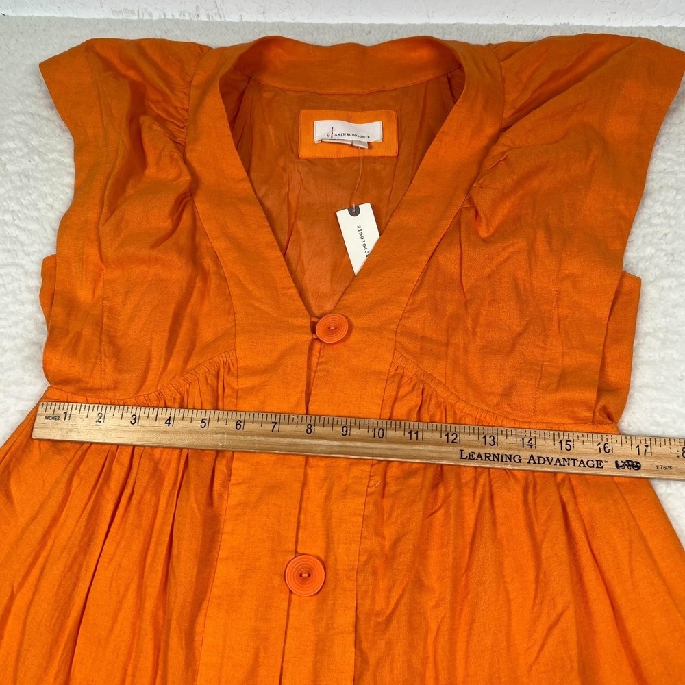 NWT Anthropologie The Renee Midi Dress Small Button Front Flutter Sleeve $168‎ - Picture 7 of 10